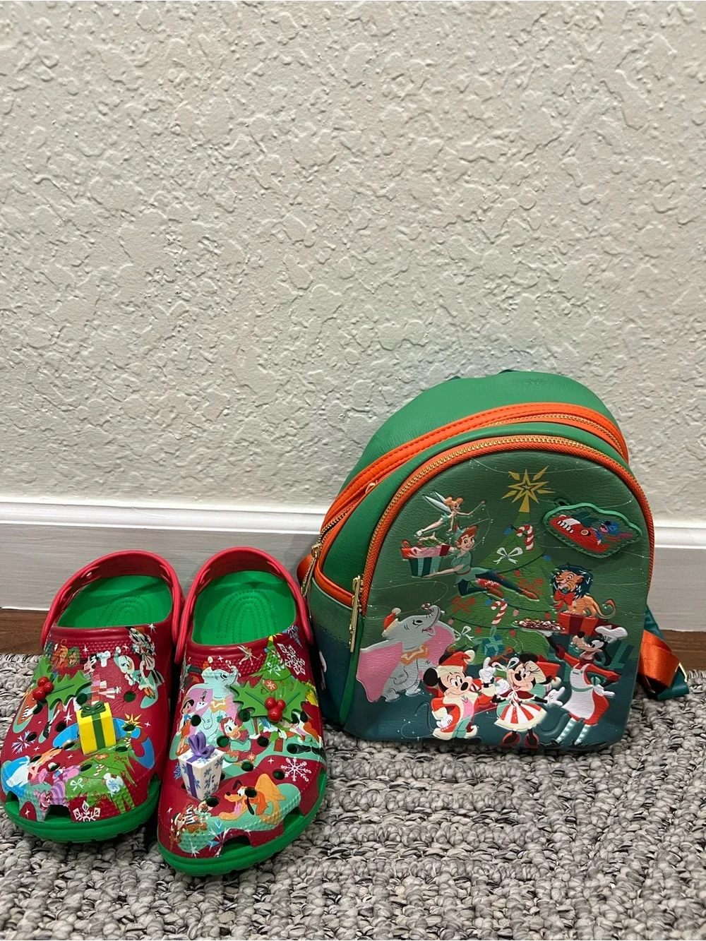 Disney Holiday Christmas 2023 Loungefly with Matching Festive Crocs Bundle